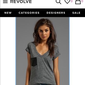 bobi Jersey V-Neck Tee With Vegan Leather Pocket